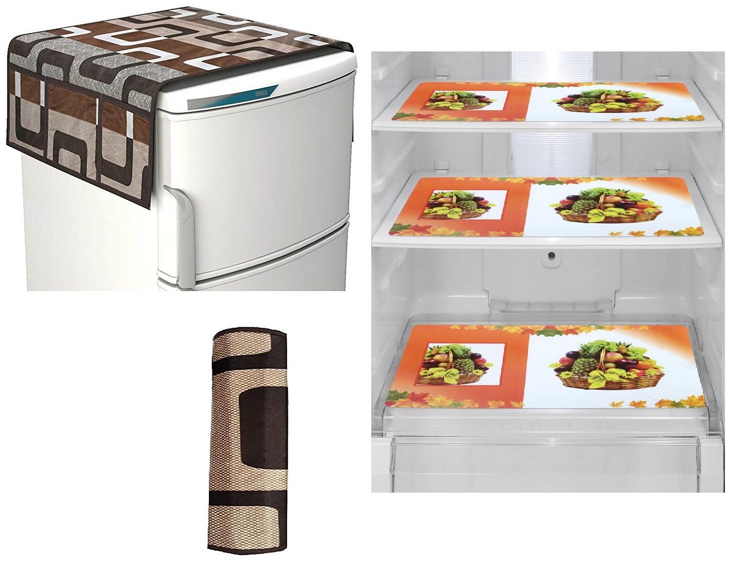 

Goel Home Decor Premium Quality Fridge Top Cover Fridge Handle Cover Fridge Mats-Set of 5