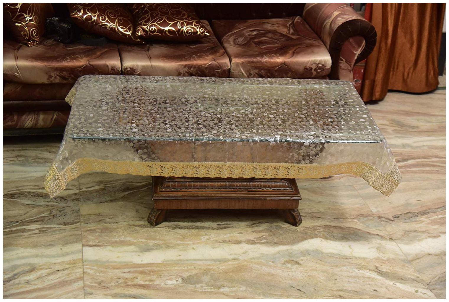 

Goel Home Decor PVC Self Bubble Print Table Cloth Golden Lace- 40X60 inch