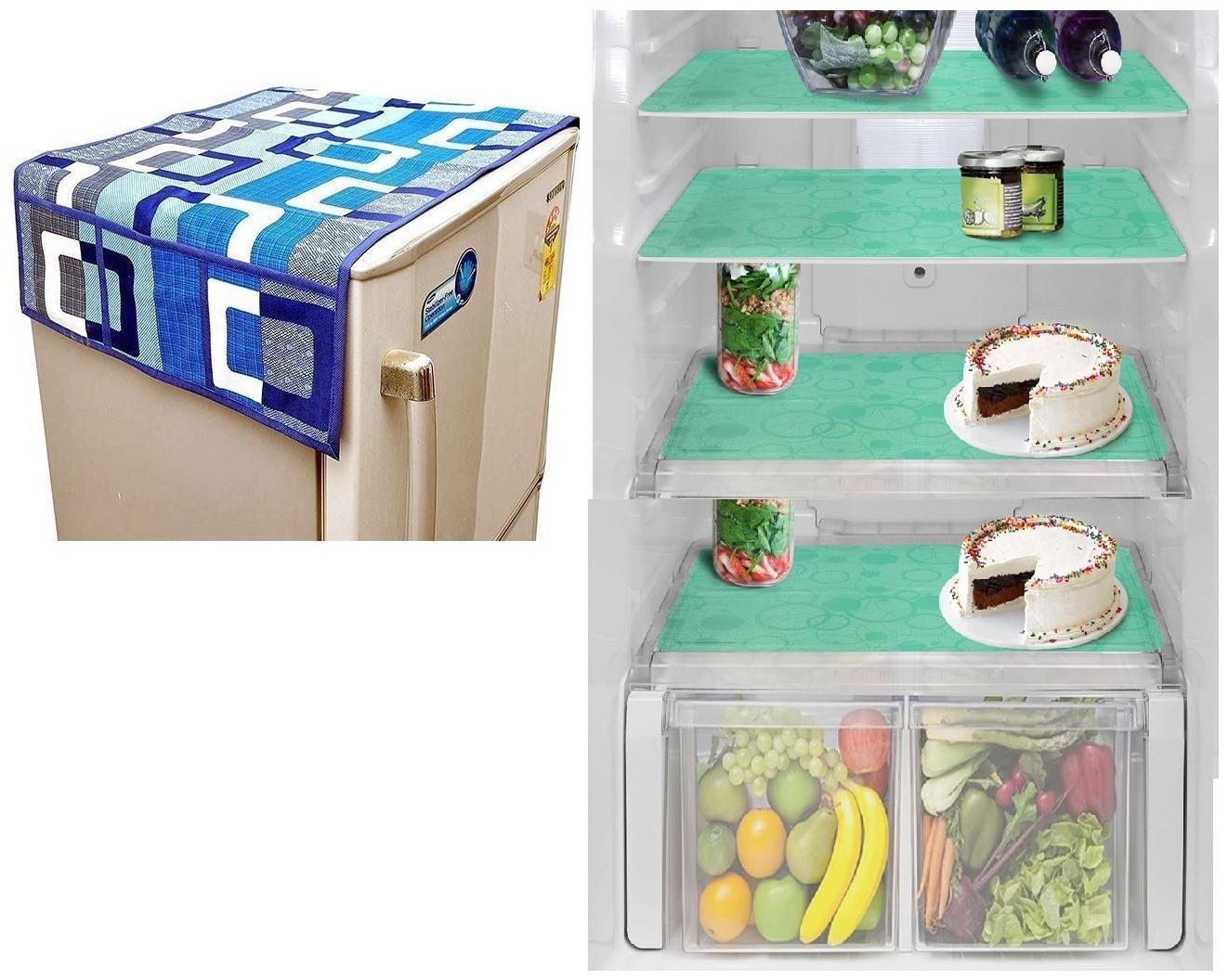 

Goel Home Decor Combo Of Decorative Fridge Top And 4 pcs Of Fridge Mats-Set Of 5