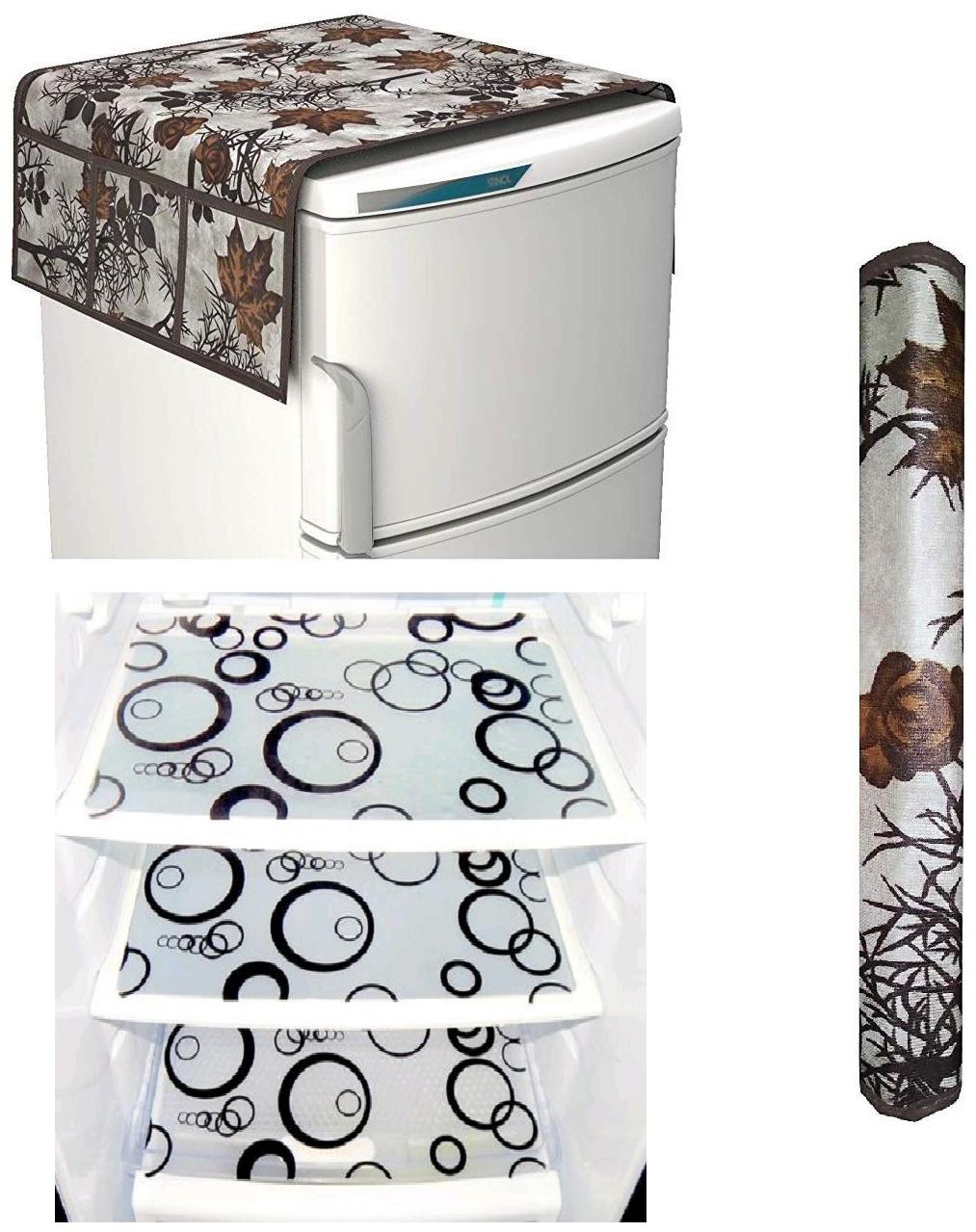 

Goel Home Decor Premium Quality Fridge Top Cover Fridge Handle Cover Fridge Mats-Set of 5