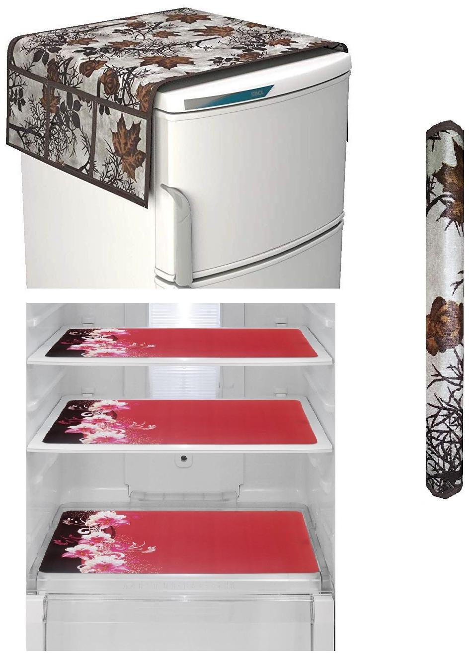 

Goel Home Decor Premium Quality Fridge Top Cover Fridge Handle Cover Fridge Mats-Set of 5