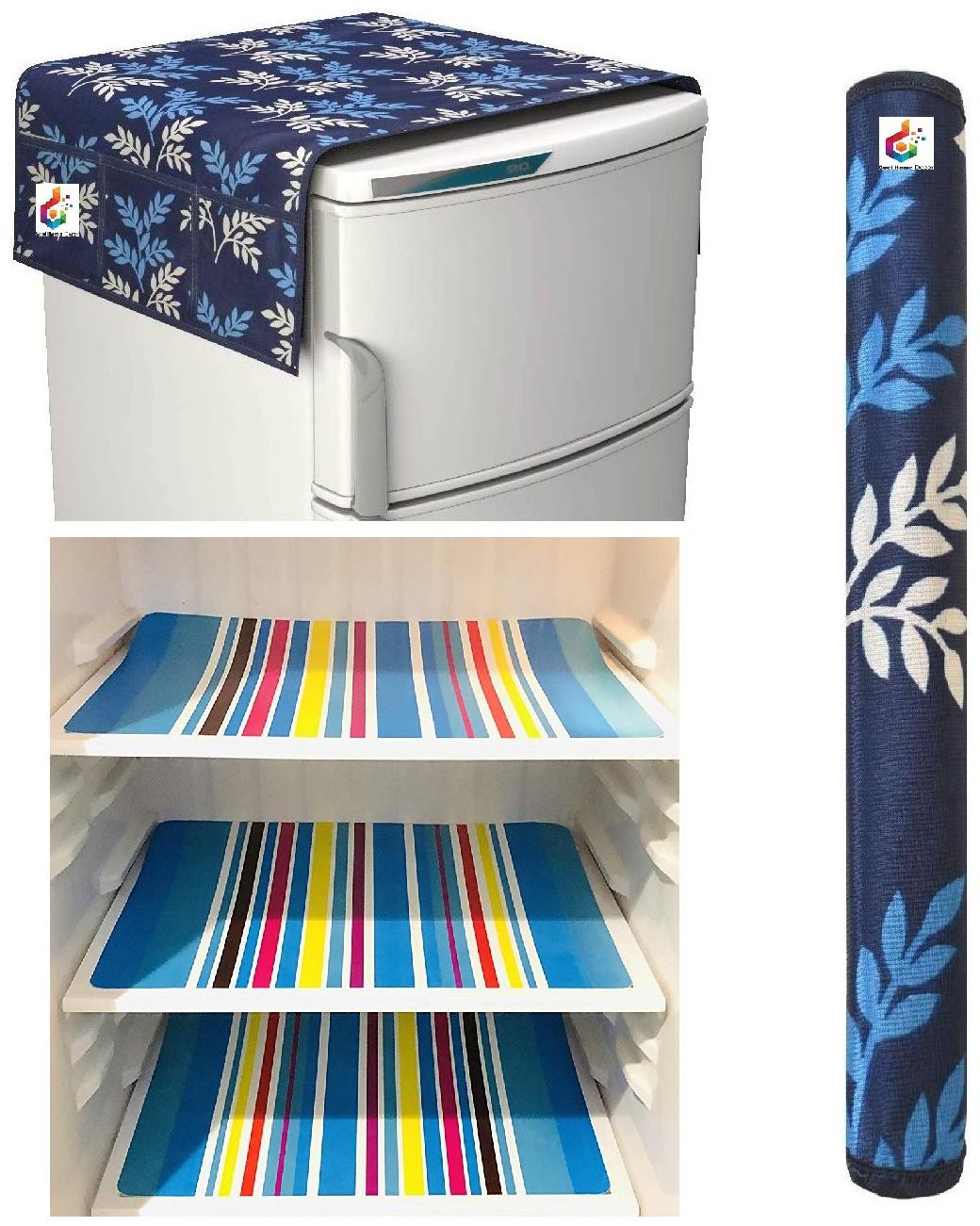 

Goel Home Decor Premium Quality Fridge Top Cover Fridge Handle Cover Fridge Mats-Set of 5