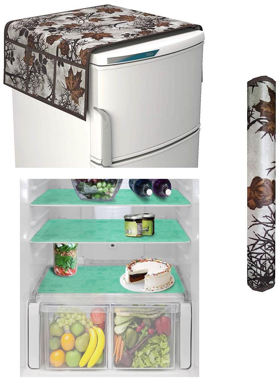 

Goel Home Decor Premium Quality Fridge Top Cover Fridge Handle Cover Fridge Mats-Set of 5