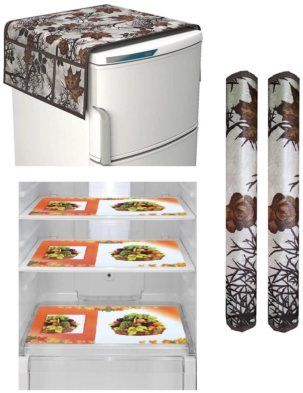 

Goel Home Decor Premium Quality Fridge Top Cover Fridge Handle Covers Fridge Mats-Set of 6