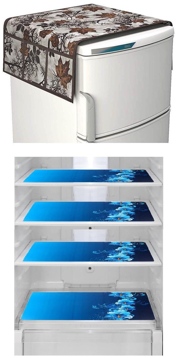 

Goel Home Decor Combo Of Decorative Fridge Top And 4 pcs Of Fridge Mats-Set Of 5