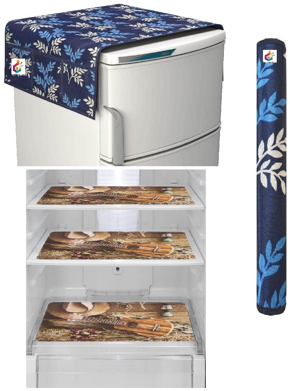 

Goel Home Decor Premium Quality Fridge Top Cover Fridge Handle Cover Fridge Mats-Set of 5