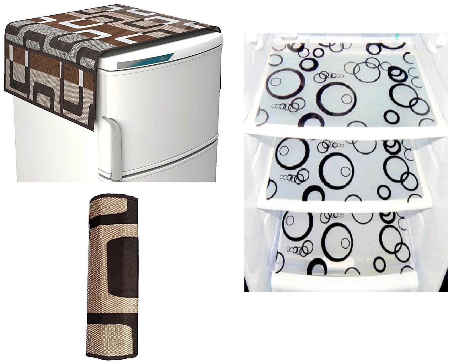 

Goel Home Decor Premium Quality Fridge Top Cover Fridge Handle Cover Fridge Mats-Set of 5