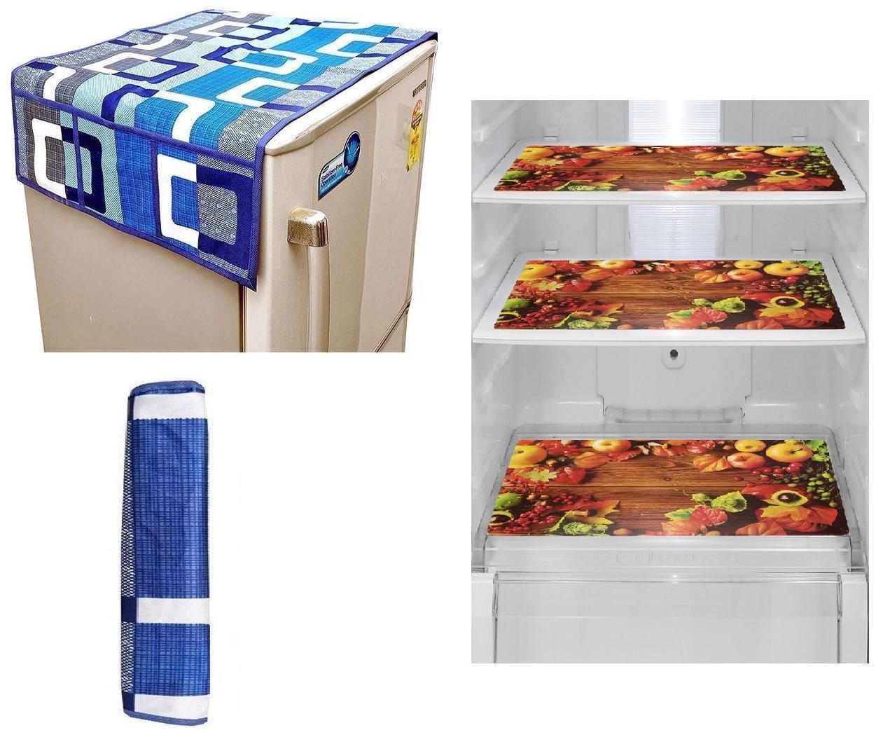 

Goel Home Decor Premium Quality Fridge Top Cover Fridge Handle Cover Fridge Mats-Set of 5