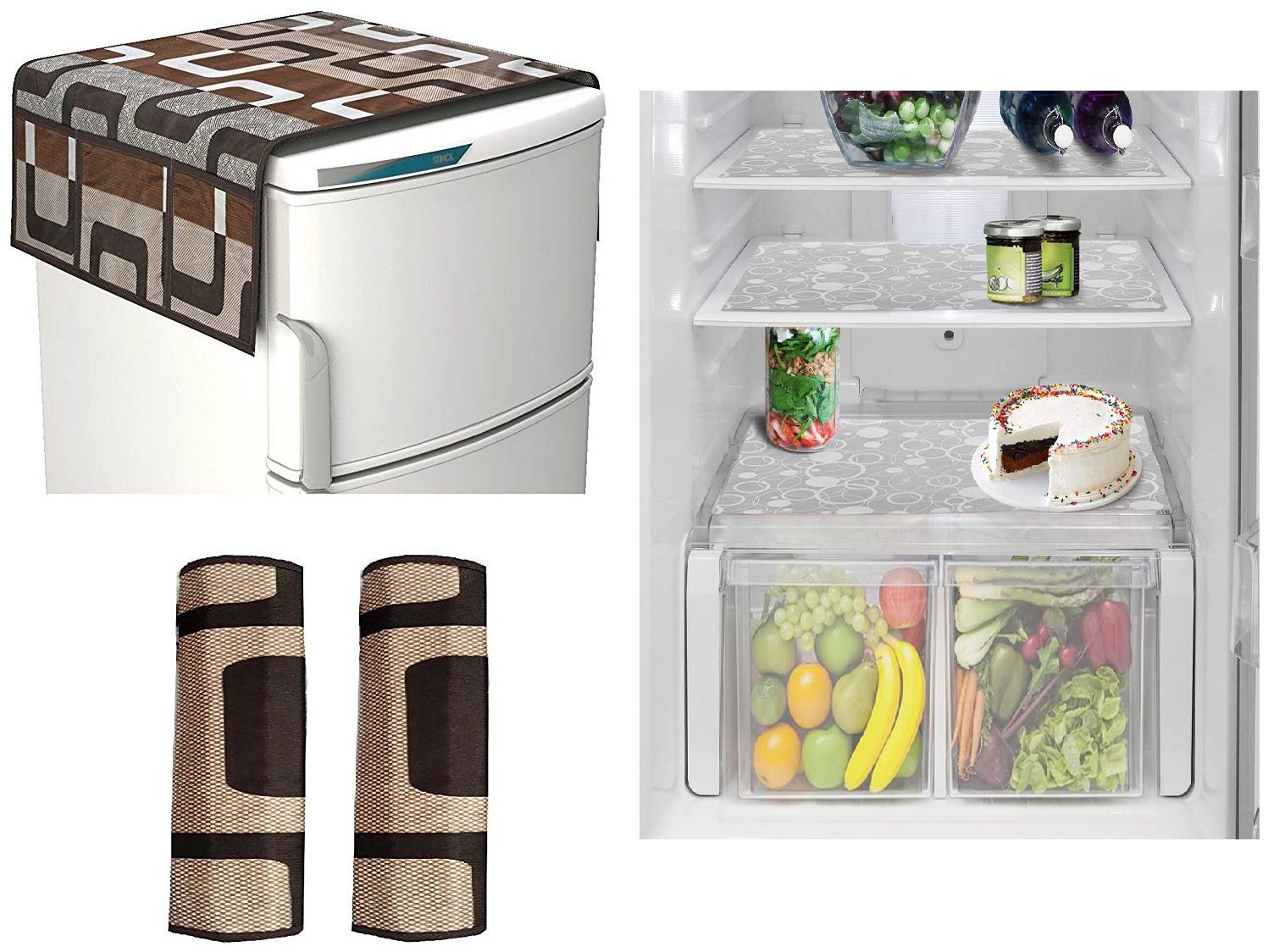

Goel Home Decor Premium Quality Fridge Top Cover Fridge Handle Covers Fridge Mats-Set of 6