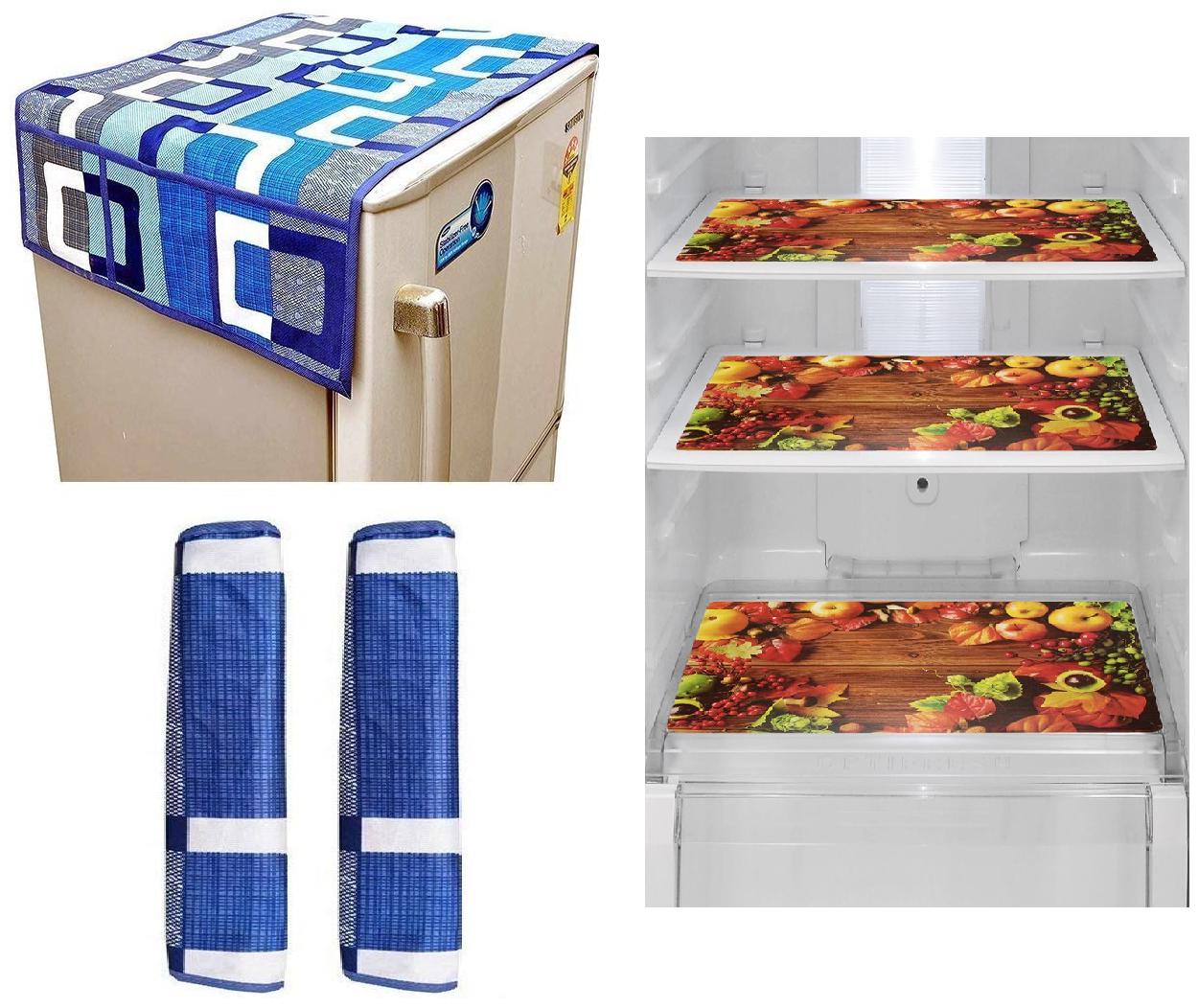 

Goel Home Decor Premium Quality Fridge Top Cover Fridge Handle Covers Fridge Mats-Set of 6