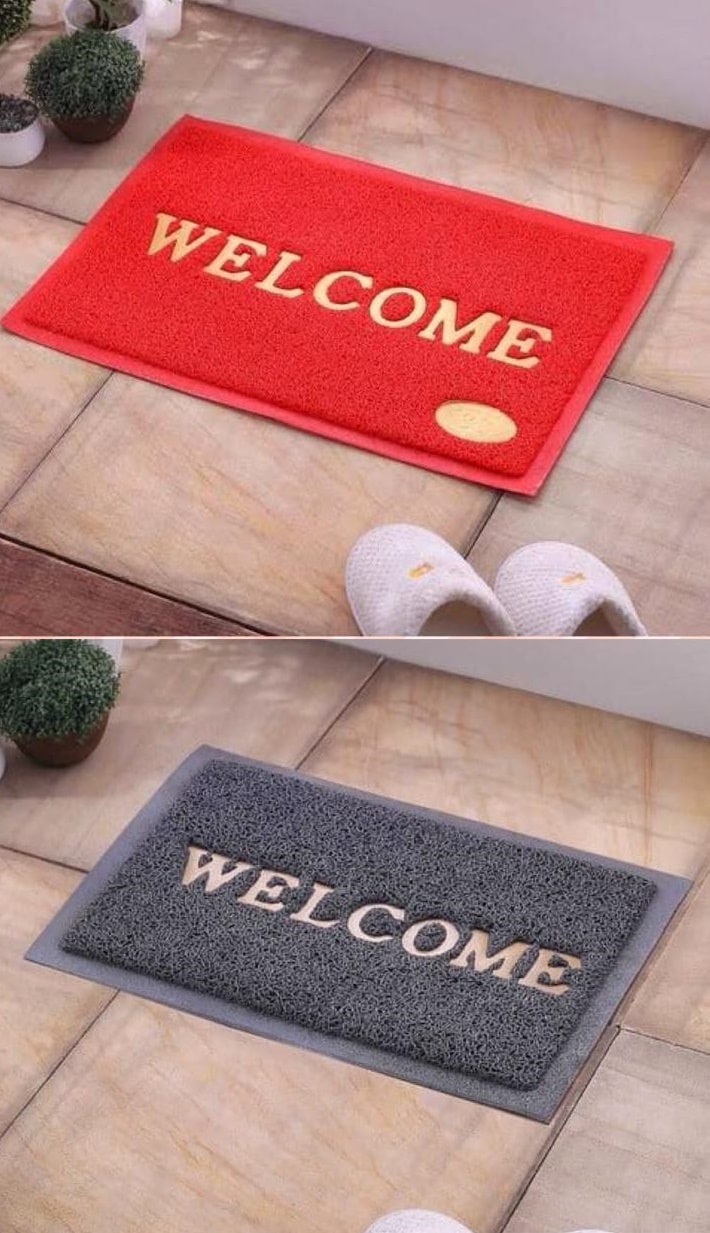 

Goel Home Decor PVC Welcome Printed Door Mat-Pack of 2