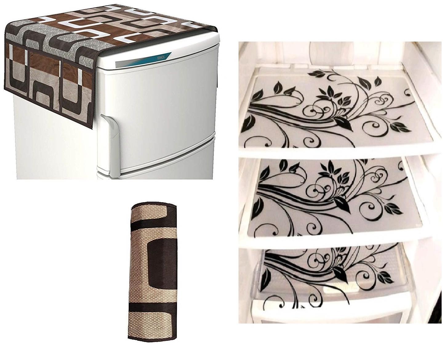 

Goel Home Decor Premium Quality Fridge Top Cover Fridge Handle Cover Fridge Mats-Set of 5
