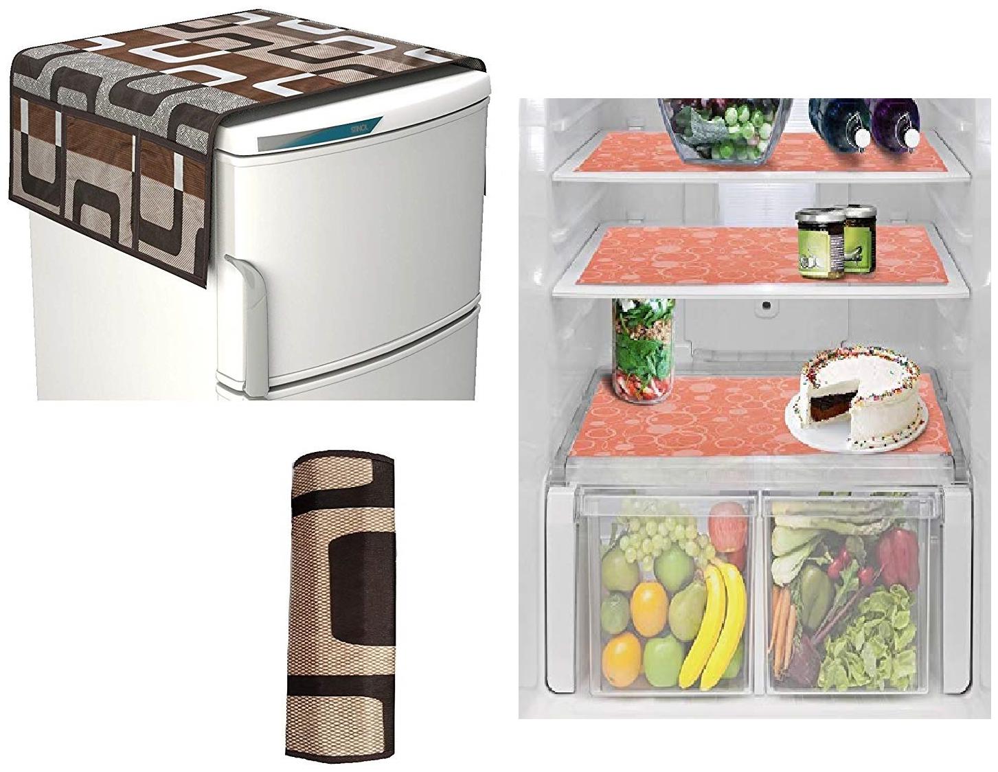 

Goel Home Decor Premium Quality Fridge Top Cover Fridge Handle Cover Fridge Mats-Set of 5