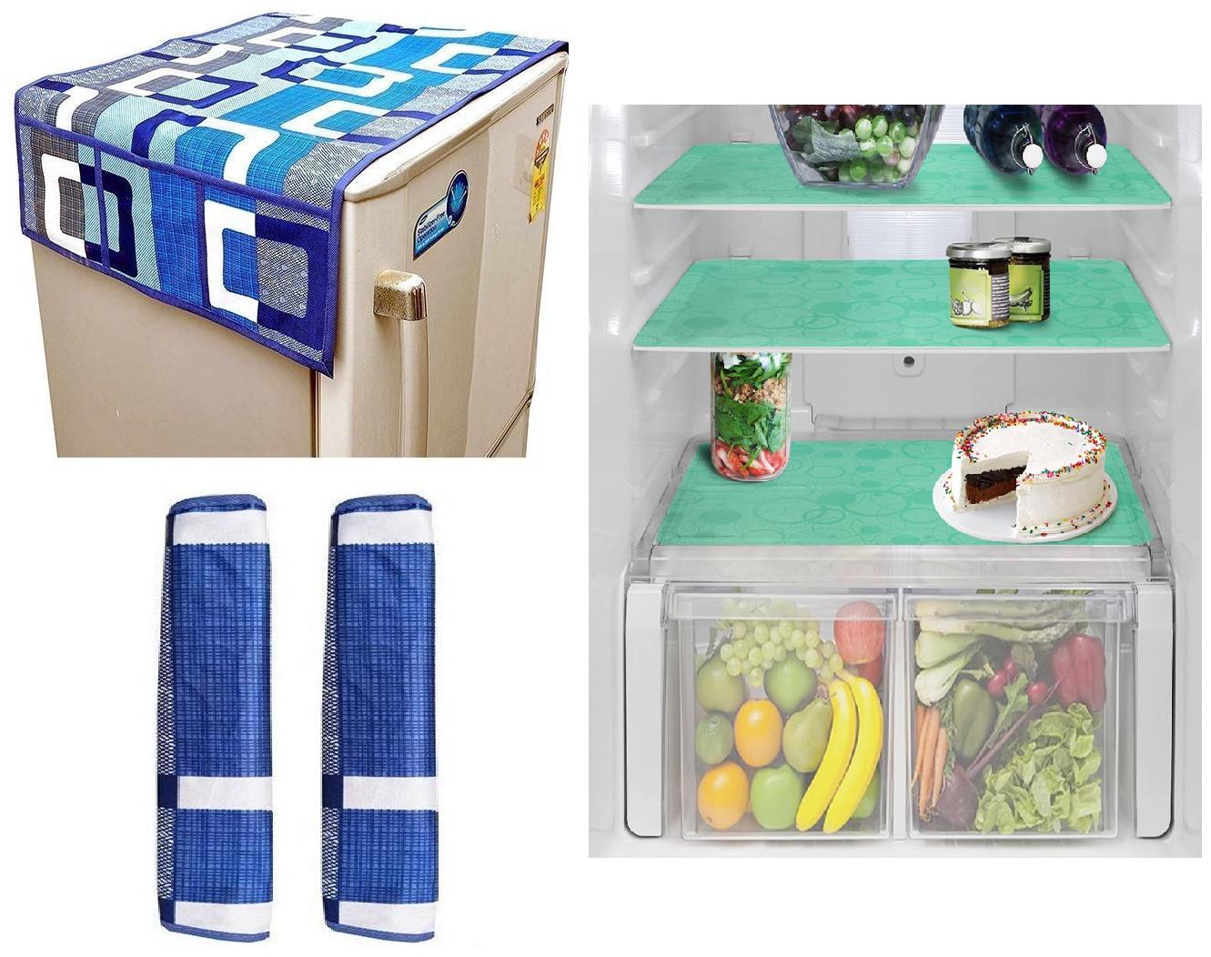 

Goel Home Decor Premium Quality Fridge Top Cover Fridge Handle Covers Fridge Mats-Set of 6