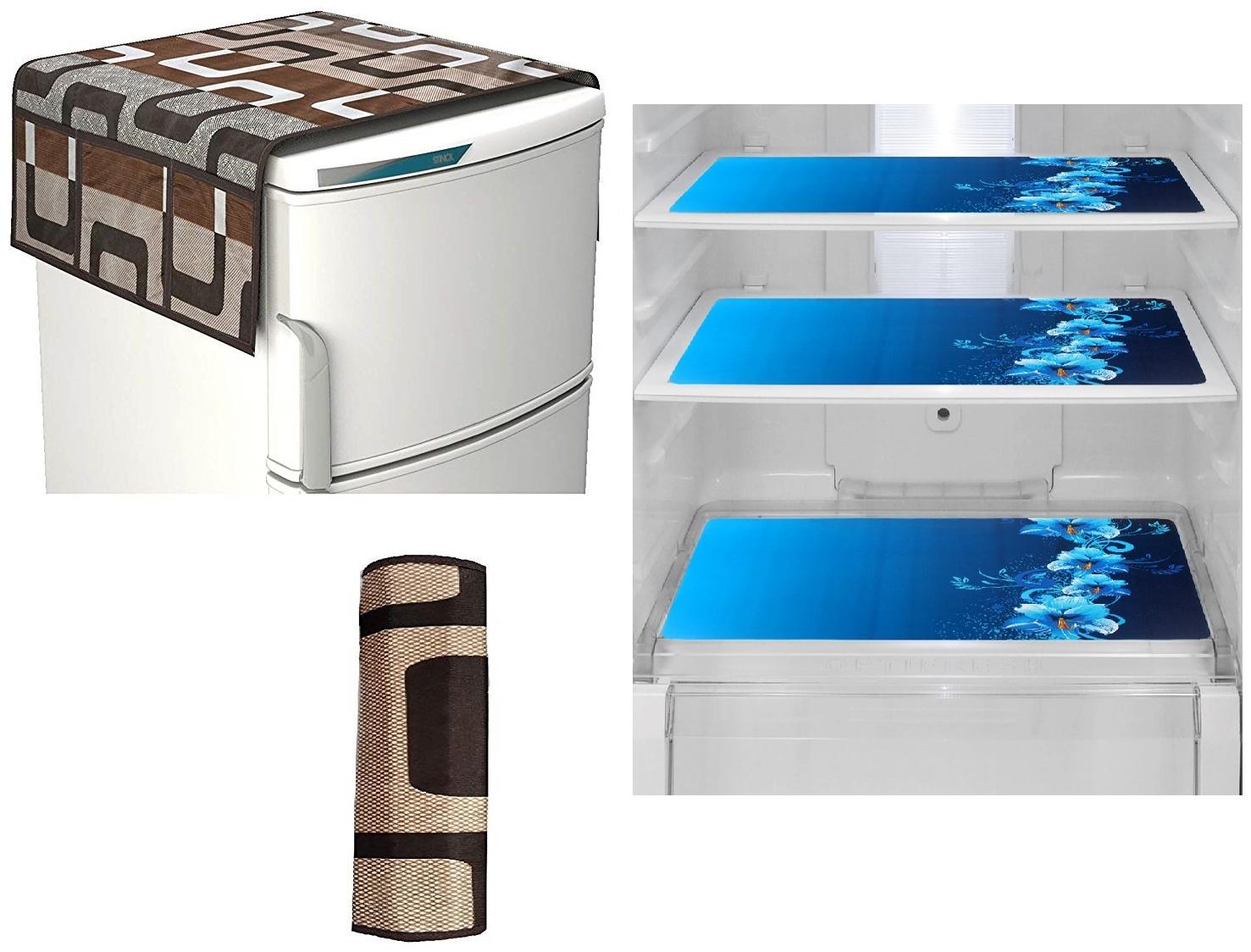 

Goel Home Decor Premium Quality Fridge Top Cover Fridge Handle Cover Fridge Mats-Set of 5