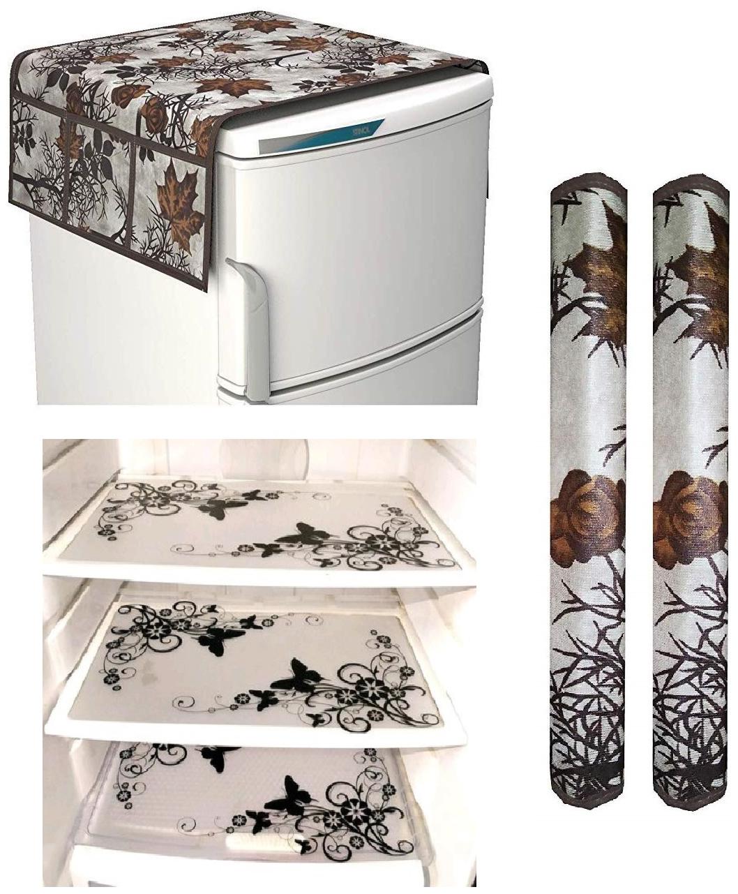 

Goel Home Decor Premium Quality Fridge Top Cover Fridge Handle Covers Fridge Mats-Set of 6