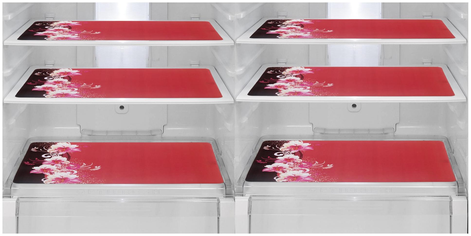 

Goel HomeDecor Pack Of 6 Classic Red flower Refrigerator Fridge Drawer Mats 11 5 inch 17 5 inch