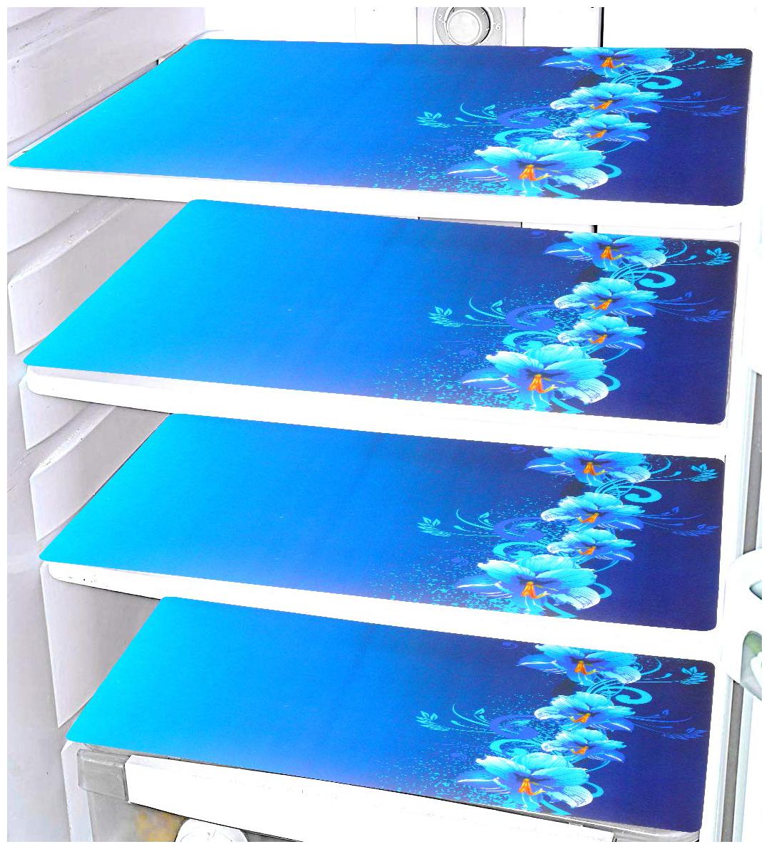 

Goel HomeDecor Pack Of 4 Classic Blue flower Refrigerator Fridge Drawer Mats 11 5 inch 17 5 inch