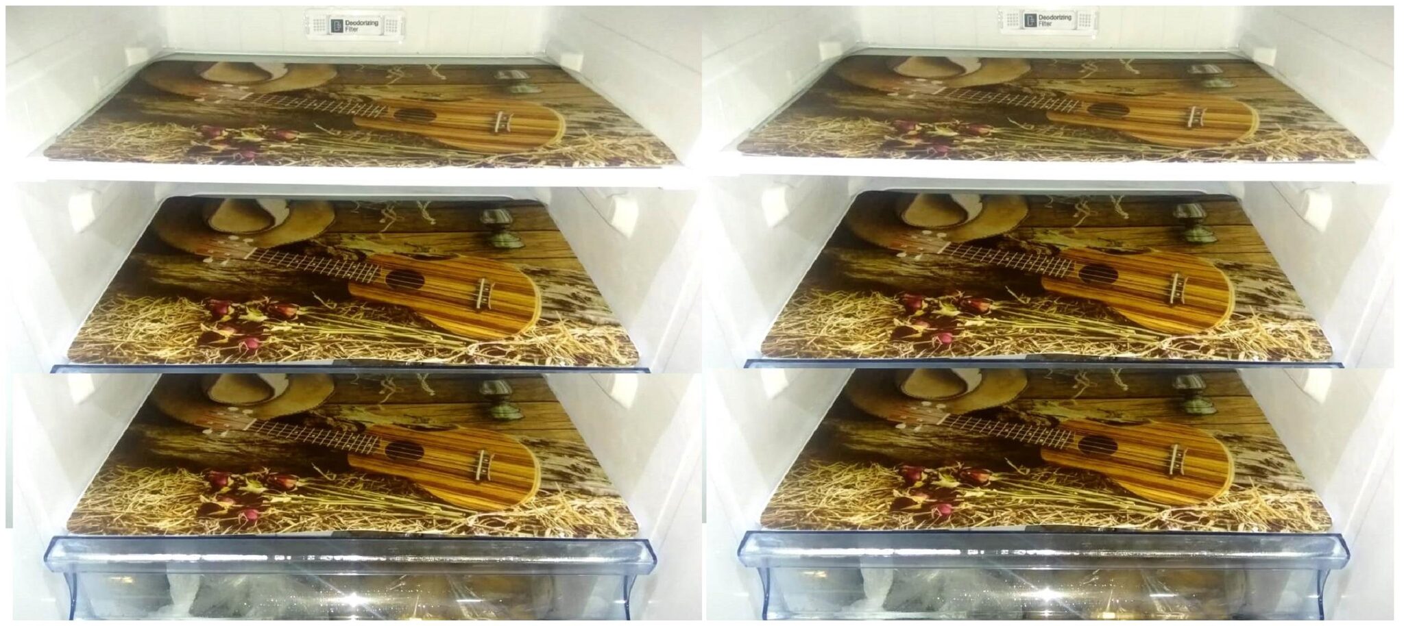 

Goel HomeDecor Pack Of 6 Classic gitar printed Refrigerator Fridge Drawer Mats 12 inch 18 inch
