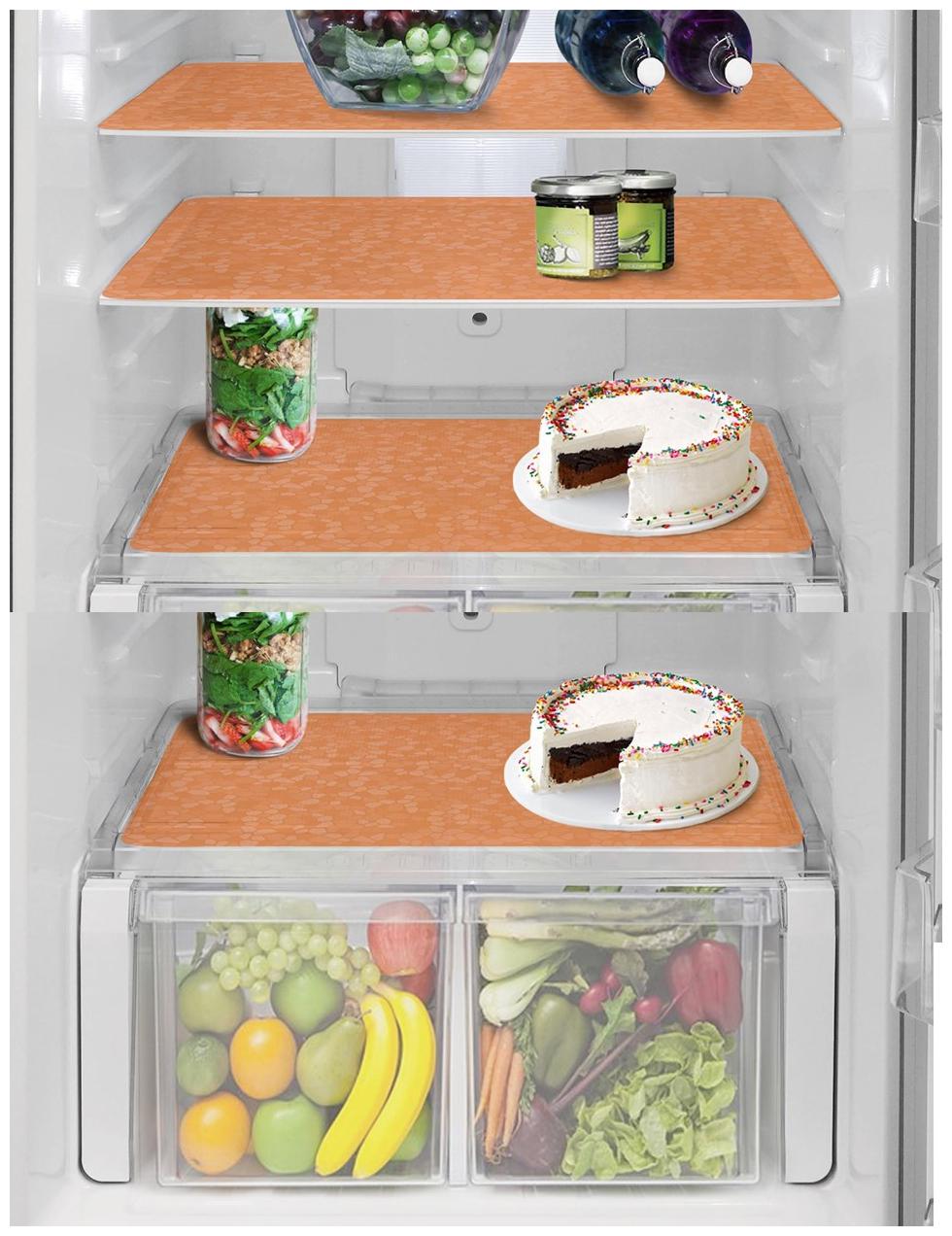 

Goel HomeDecor Pack Of 3 Classic orange crystal design Refrigerator Fridge Drawer Mats 11 5 inch 17 5 inch