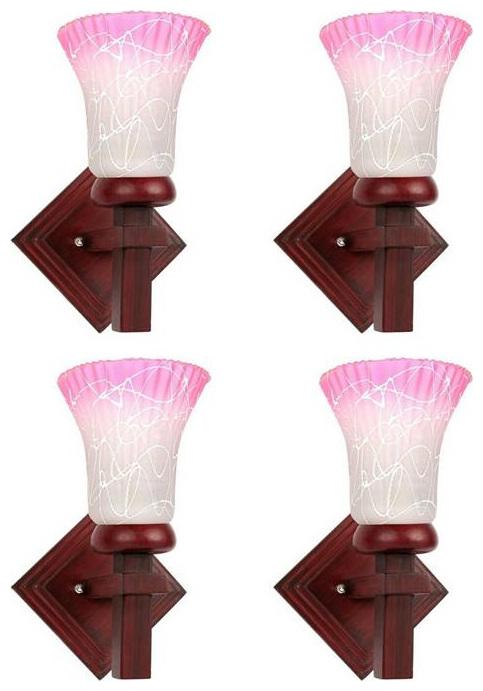 

Gojeeva New Designer decorative wall light Lamp( Set Of 4) Pink White
