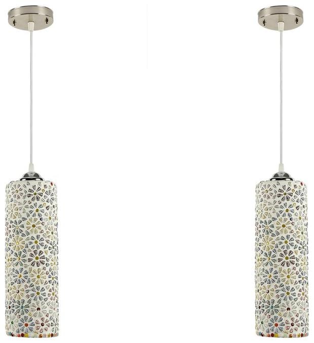 

Gojeeva Pendants Ceiling Lamp pack of 2 White Blue Color