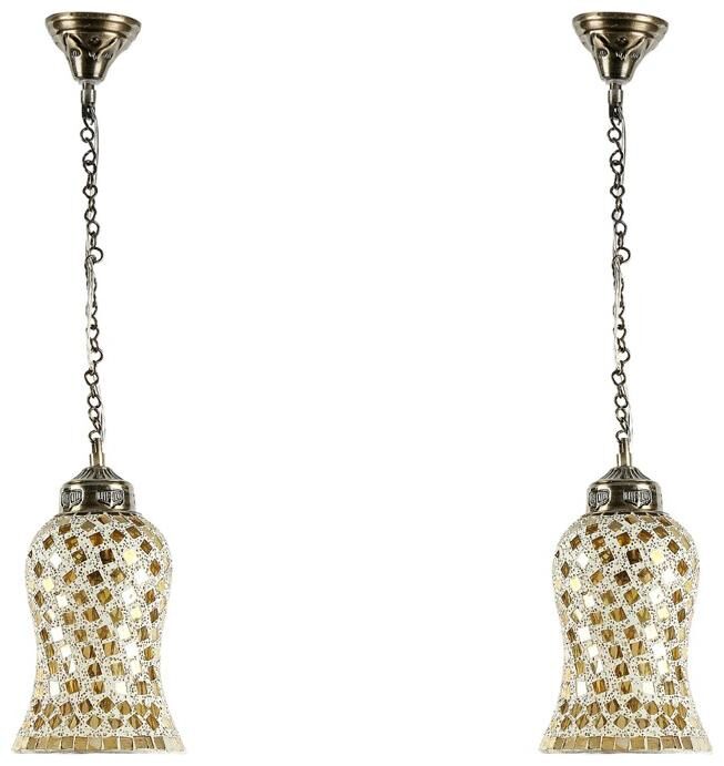 

Gojeeva Pendants Ceiling Lamp pack of 2 White Golden Color
