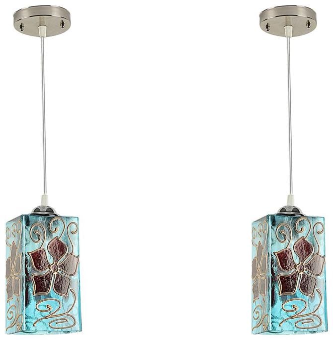 

Gojeeva Pendants Ceiling Lamp pack of 2 Blue Maroon Color