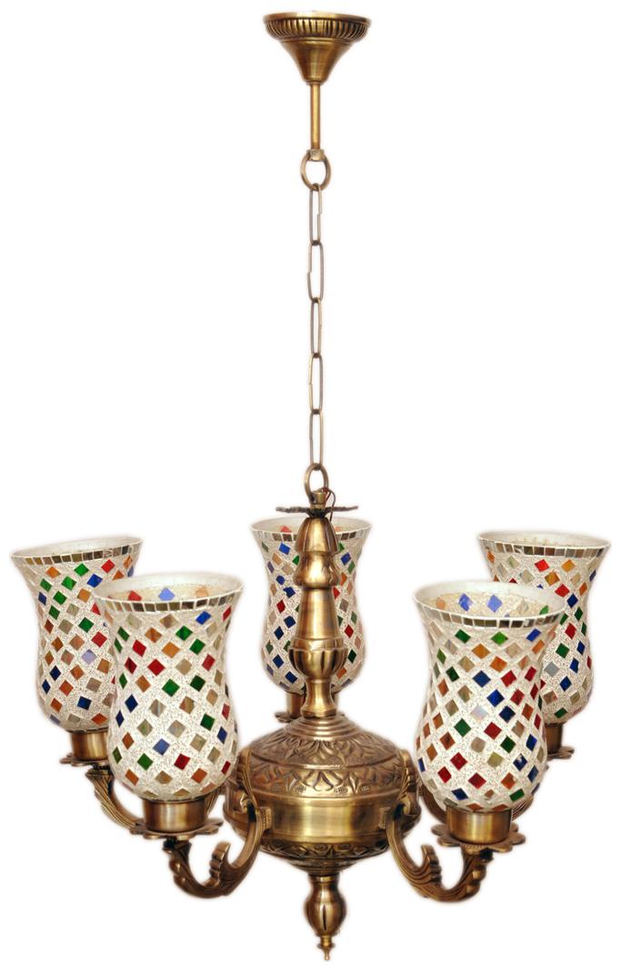 

Gojeeva Royal Chandelier Decorate With Chips BeedsGlass For Magical Romantic Lighting Effect 5 Light Ceiling Pandent Lamp
