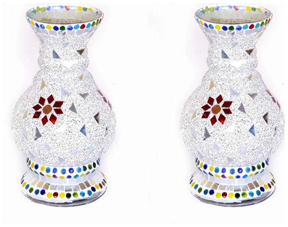 

Gojeeva White Glass Flower Vase Set Of 2