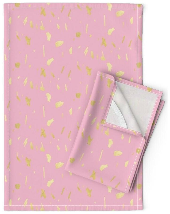 

Gold And Pink Modern Nursery Decor Linen Cotton Tea Towels by Roostery Set of 2