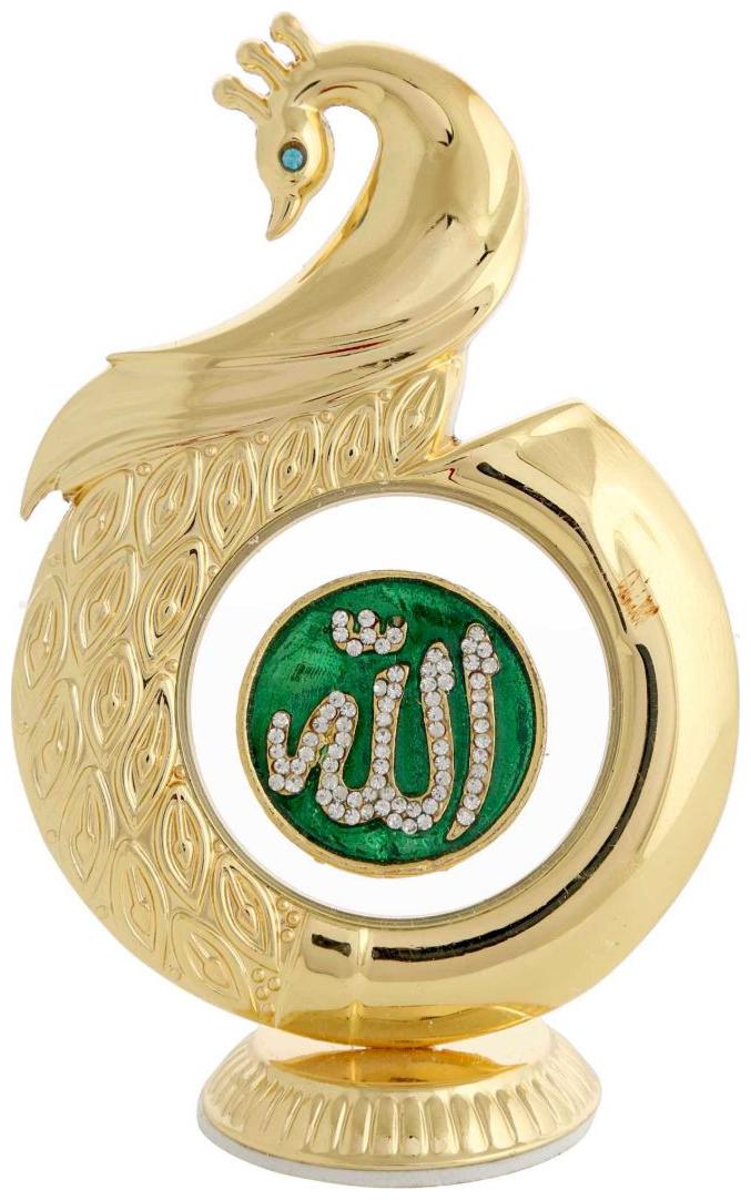

Gold Plated Peacock Shape Allah 12 Cm Car Dashboard God Idol Statue Hindu Figurine Showpiece And Home Decor Gift