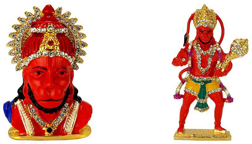 

Gold Plated Lord Hanuman Face Bajrangbali Face Gold Plated Lord Hanuman Bajrang Bali Bajarangi Electroplated Religious Idol-Statue for Vastu Gift and Car
