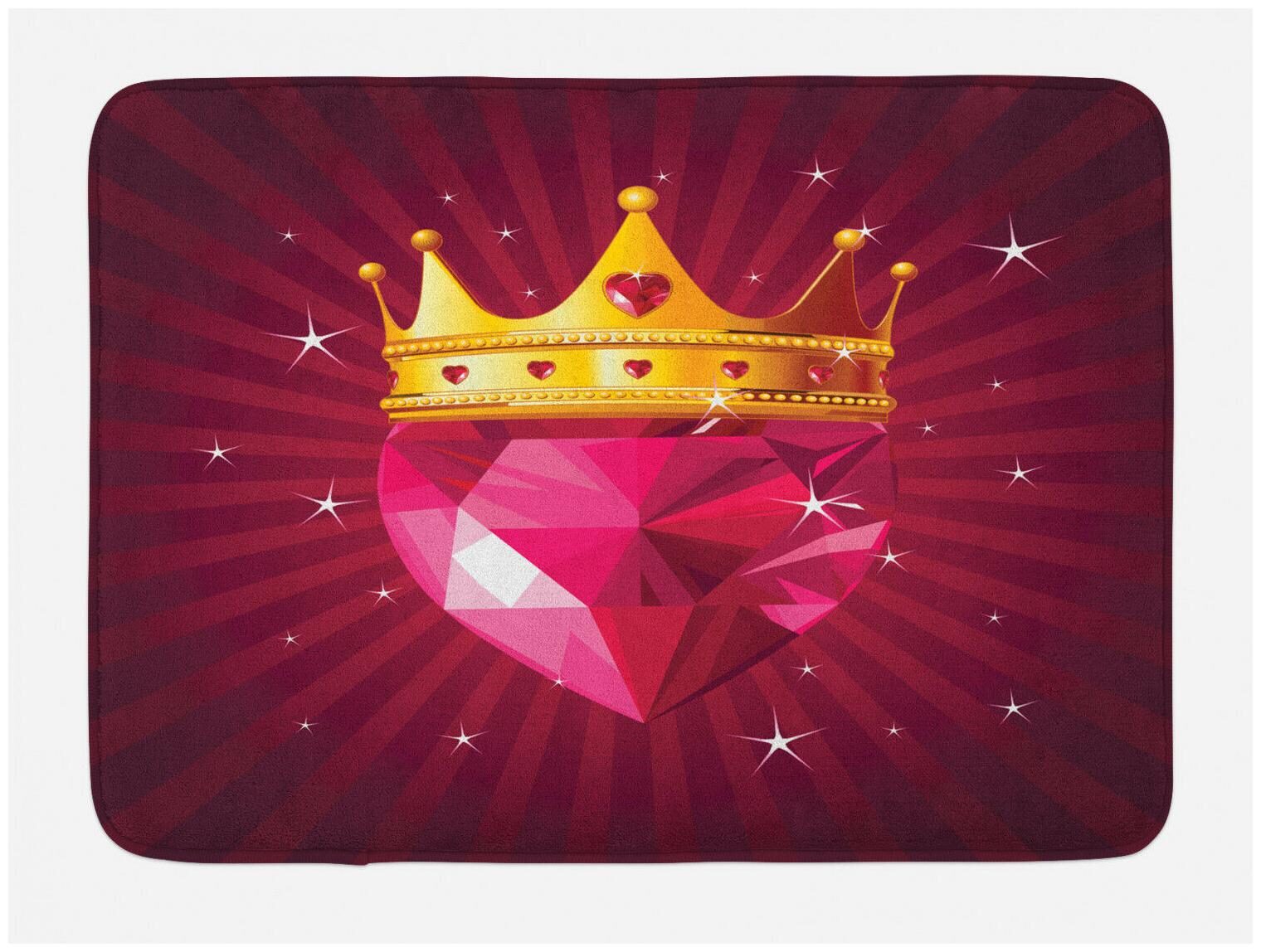 

Golden Bath Mat Pink Diamond Crown Art Non-Slip Plush Mat 29 5 X 17 5 Inches