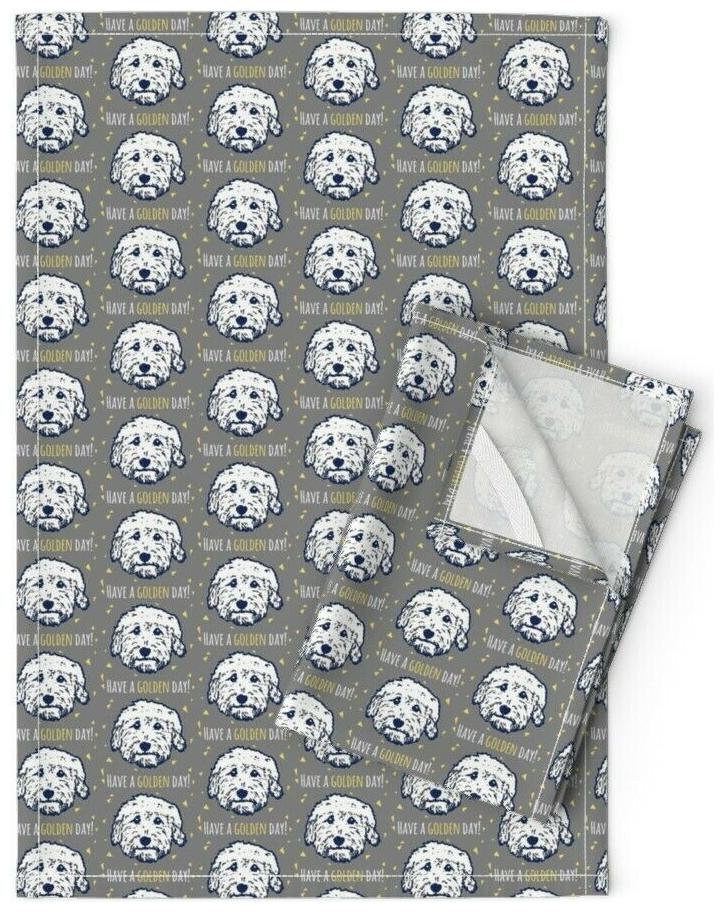 

Golden Doodle Hodgepodge Linen Cotton Tea Towels by Roostery Set of 2