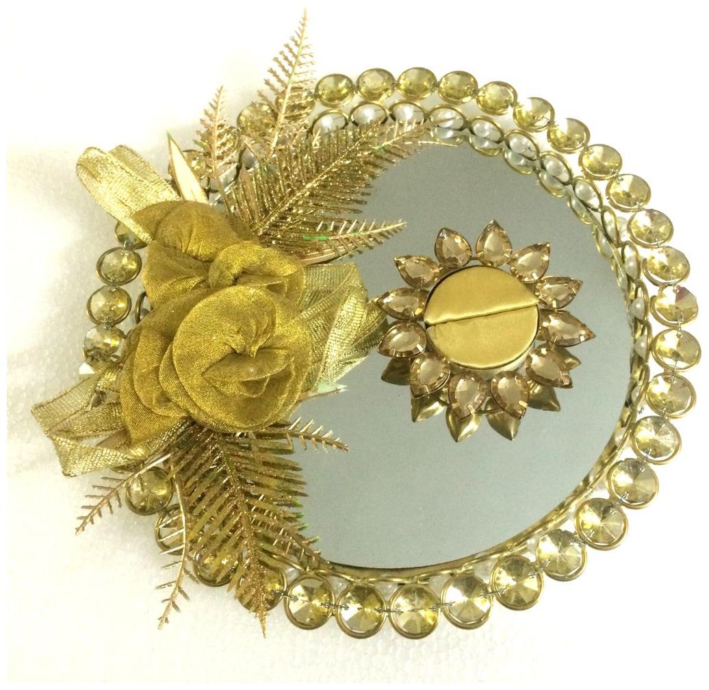 

Golden Wedding Engagement Ring Platter With Single Ring Holder