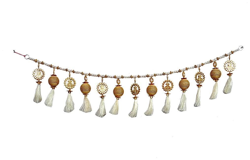 

Golden White Handmade Door Hangings Bandhanwar Toran