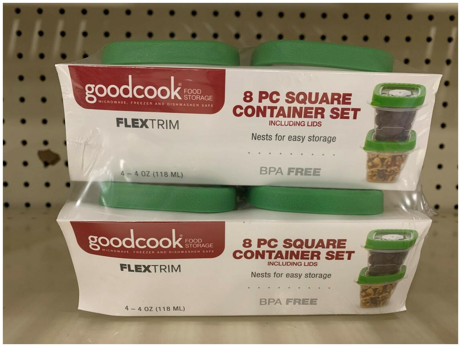 

GOOD COOK 10884 16 PIECE FOOD STORAGE CONTAINER SET 4 OZ BPA FREE GREEN CLEAR
