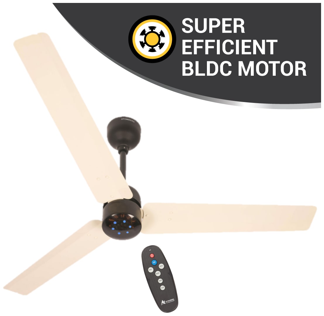 

Atomberg Renesa with Remote Control and BLDC Motor 1200 mm Premium Ceiling Fan ( Ivory black Pack of 1 )