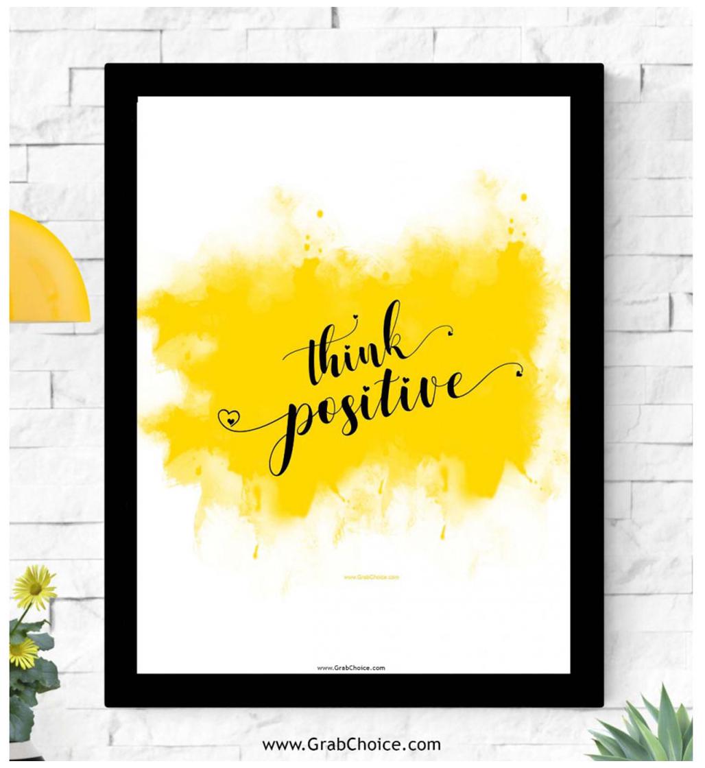 

GRABCHOICE Think Positive Framed Poster For Room Textured Print Waterproof Durable Scratch Proof (8x12)