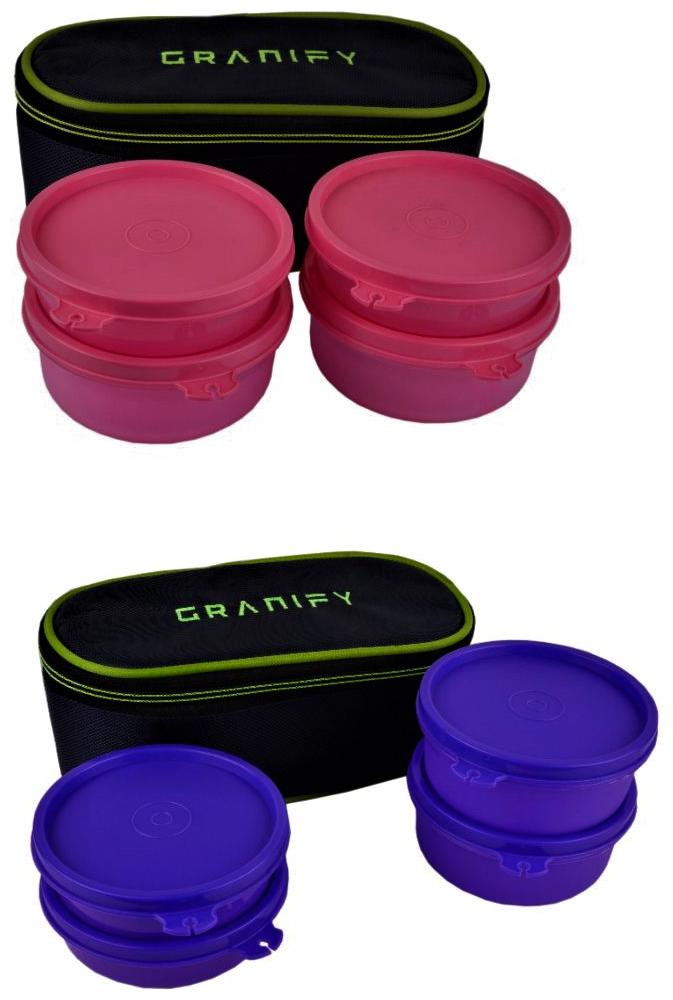 

Granify Gt-1015 Pink Purple Lunch box Lunch bag ( Set of 2 1800 ml )