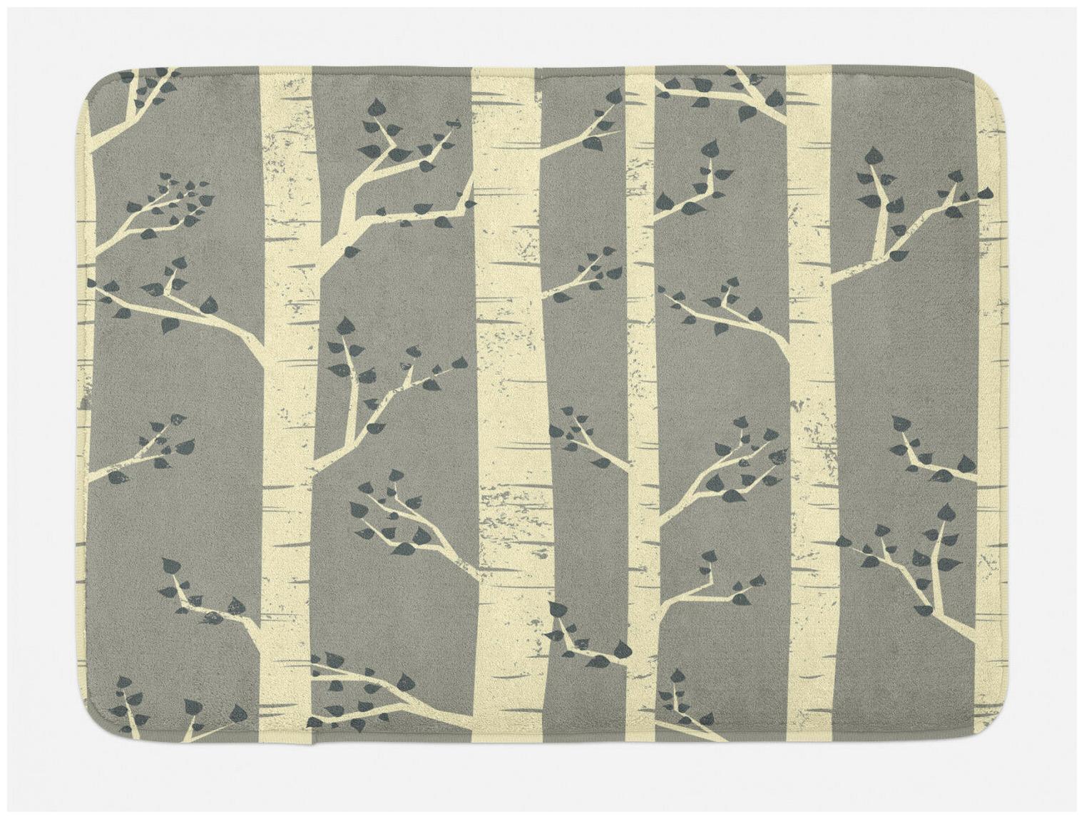 

Gray Bath Mat Birch Trees Nature Boho Non-Slip Plush Mat 29 5 X 17 5 Inches