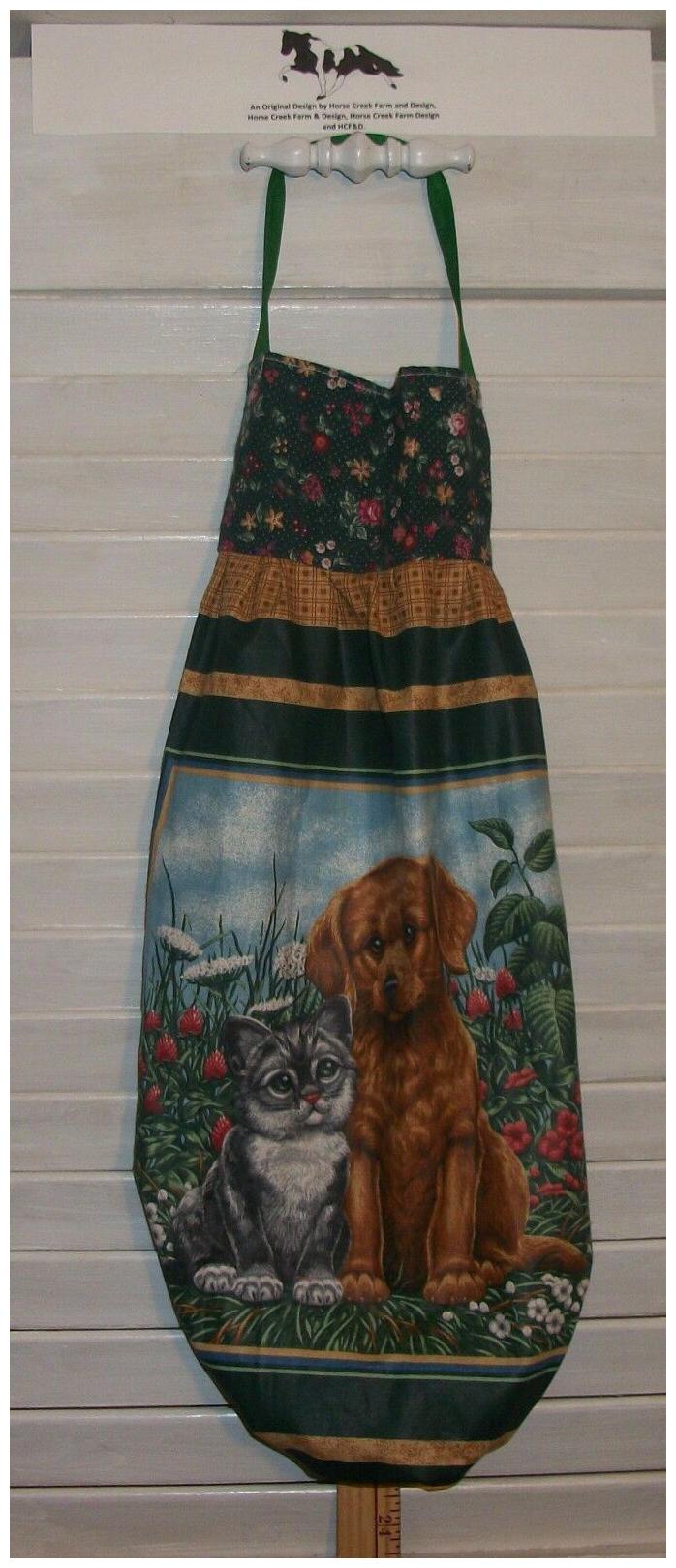 

Gray Kitten Tan Puppy Flowers Plastic Grocery Bag Rag Sock Holder Organizer