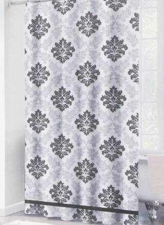 Buy Gray White Diamond Damask Shower Curtain W Hooks Elegant