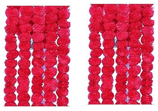 

Green plant indoor Artificial Genda Phool Marigold Garlands for Decoration Set of 10 pcs