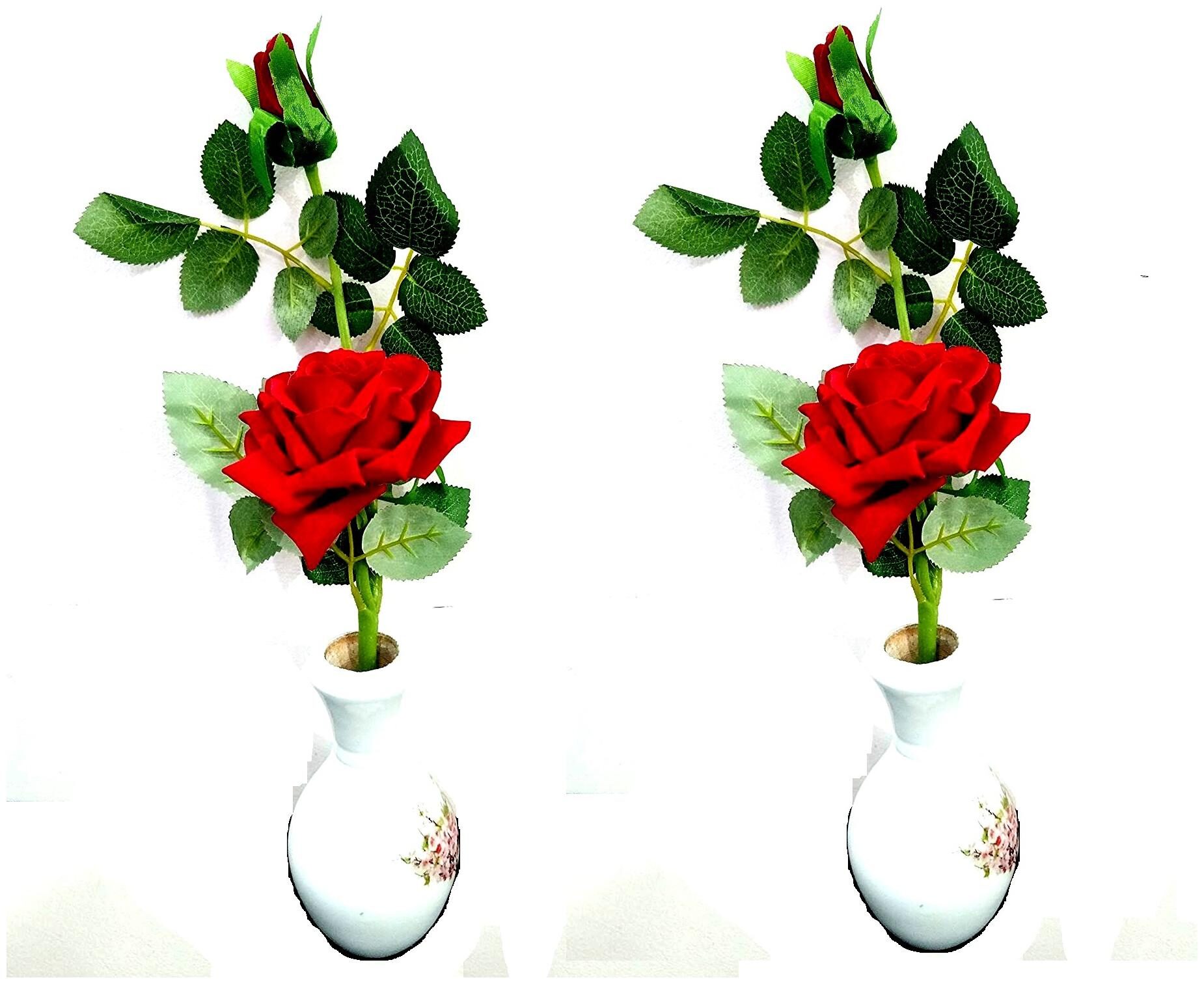 

Green plant indoor Artificial Rose Stick with pot Set of 2