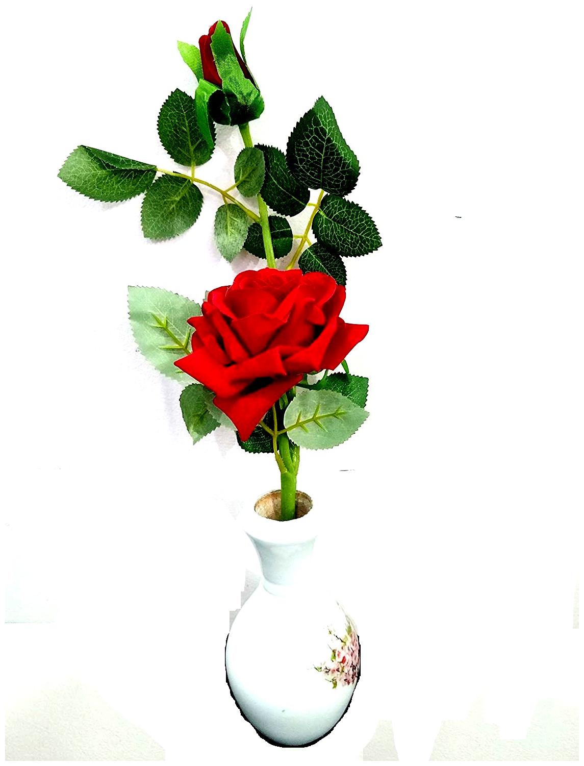

Green plant indoor Artificial Red Rose with pot