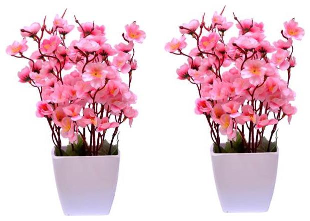 

Green Plant Indoor Artificial Orchid Bonsai Plants Set Of 2