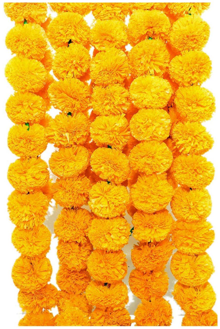 

Green plant indoor Artificial Genda Phool Marigold Garlands for Decoration Set of 5 PCS - Yellow