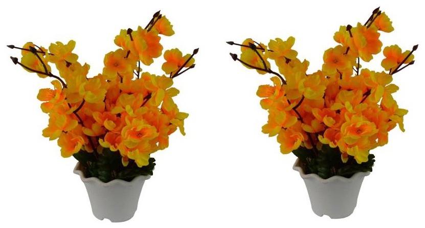 

Green Plant Indoor Artificial Orchid Bonsai Plants Set Of 2